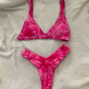 Pink Tie Dye Bikini Set from Shein